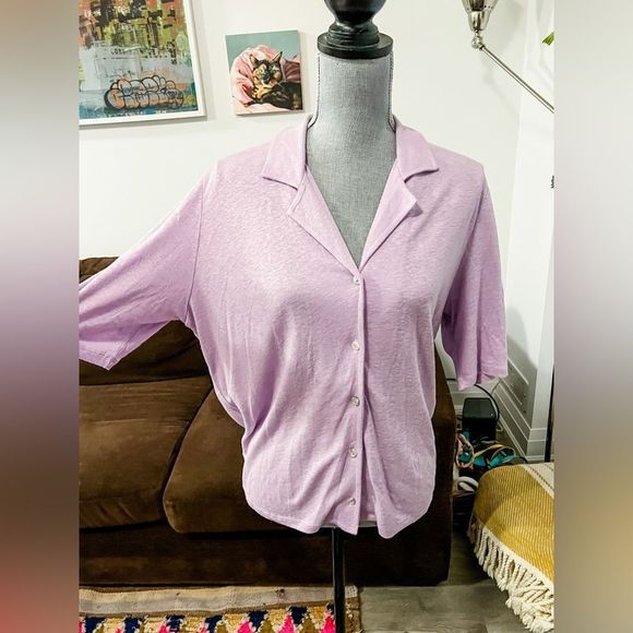 💜Nice Things💜 Linen Polo Shirt / Size XL - Picture 4 of 4
